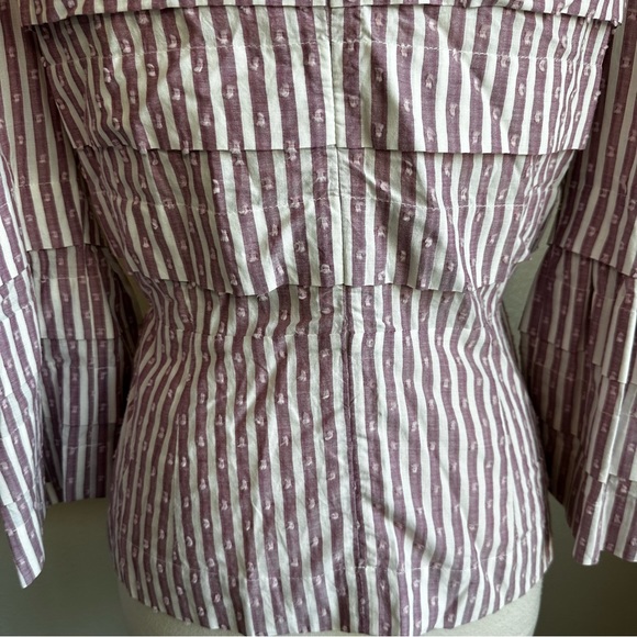 Anna Mason UK Sz 12 US Sz 8 Blouse Striped Ruffles - Picture 10 of 16